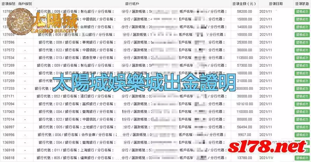 太陽城娛樂城出金證明紀錄圖